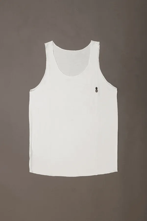 Rendezvous Raw-edge Tank Top - White