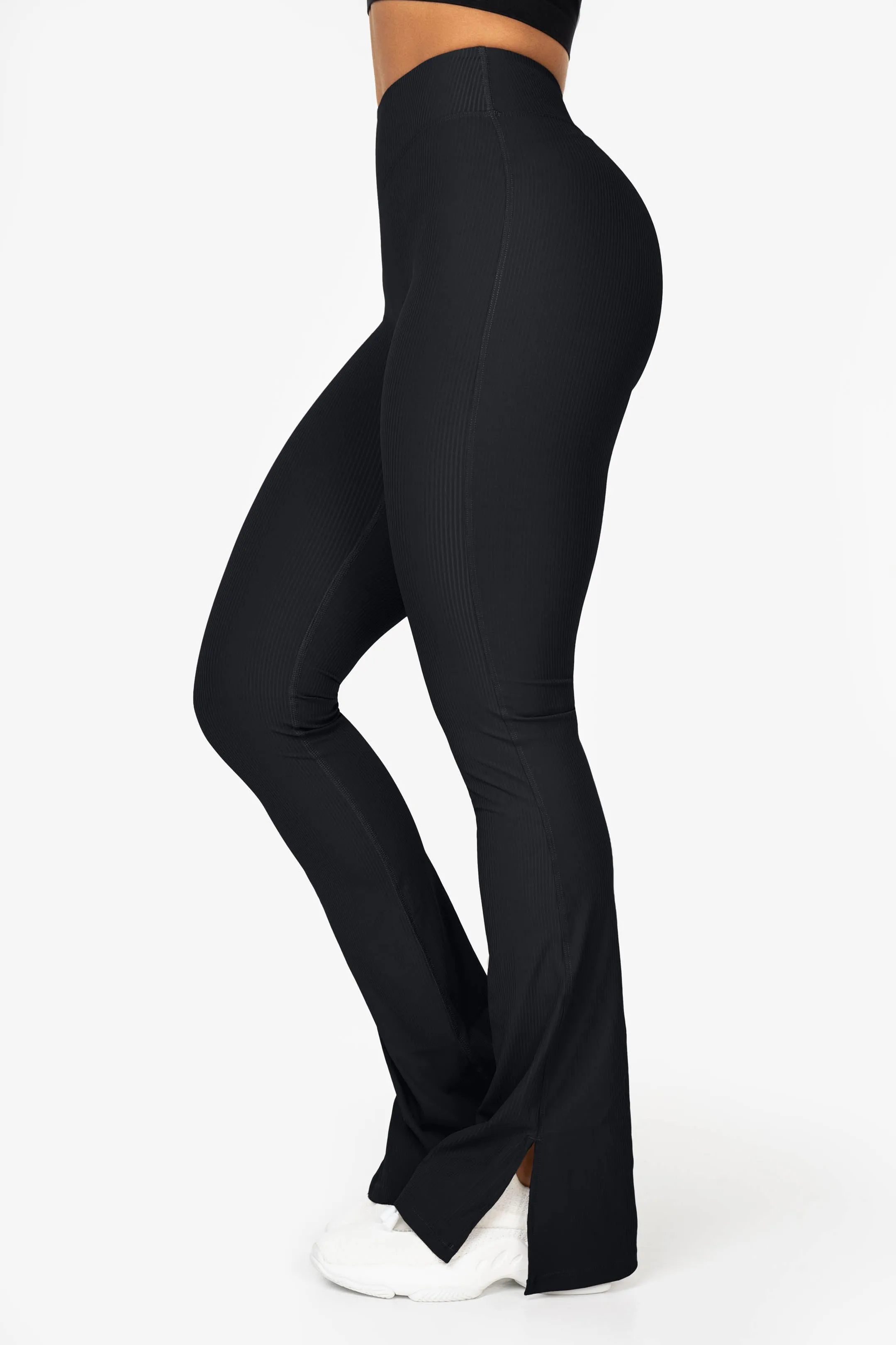 Ribbed Split Flared Leggings