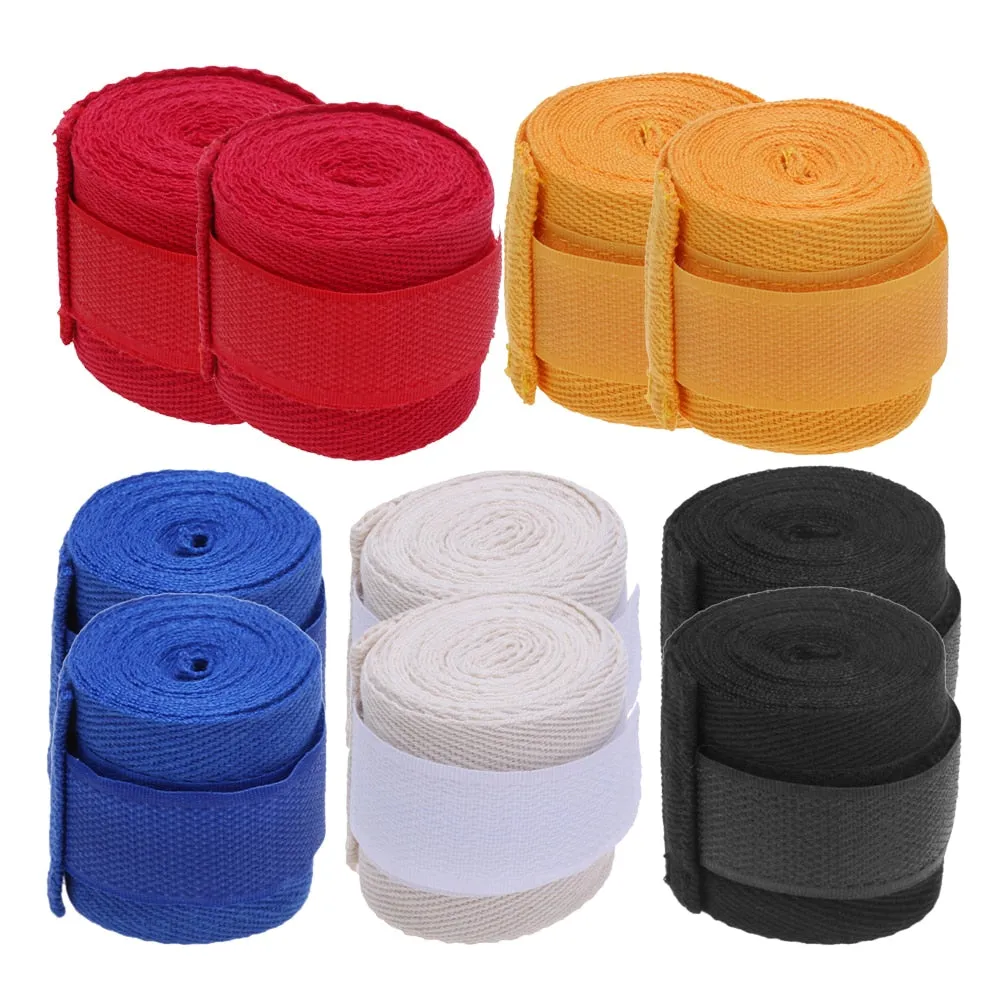 Sports Cotton 2pcs 2.5m Kick Boxing Bandage Sanda Taekwondo MMA Wrist Hand Gloves Wraps Straps Sportswear Equipment