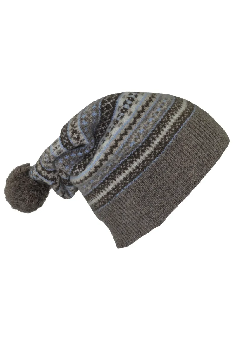 Tweed Fair isle ski hat - Linen