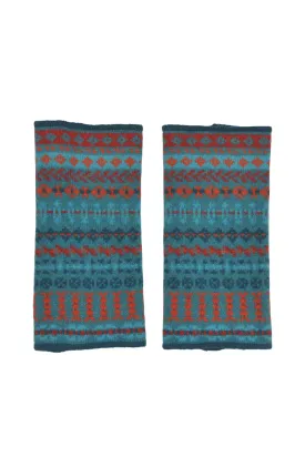 Ugie Fair isle wrist warmer fingerless gloves - Teal