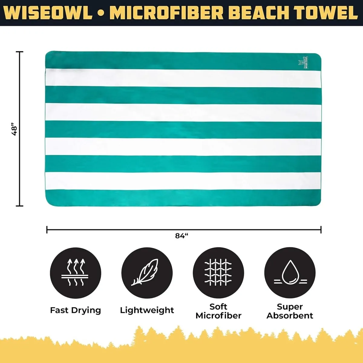 Wise Owl Outfitters Green Beach and Yoga Towel